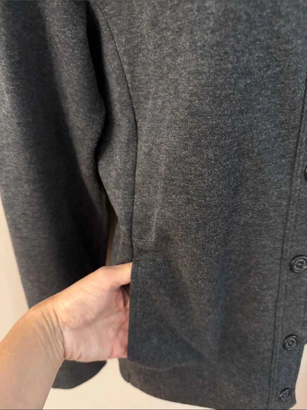 Lauren Ralph Lauren Charcoal Button-Up Funnel Neck Sweater